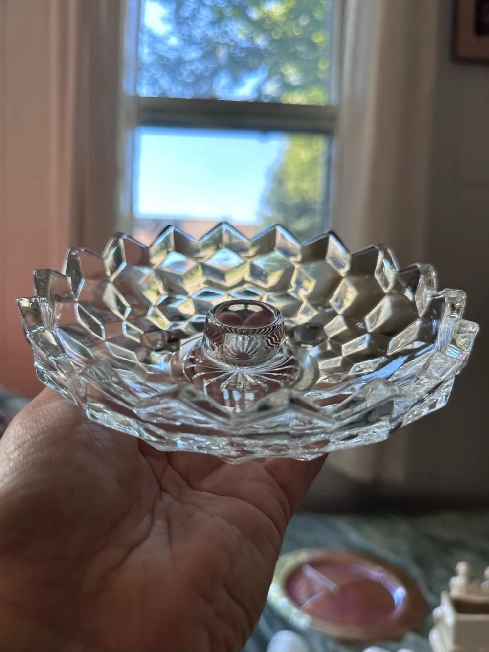 Vintage Fostoria Crystal Taper Candle Dishes - Pair in Excellent Condition